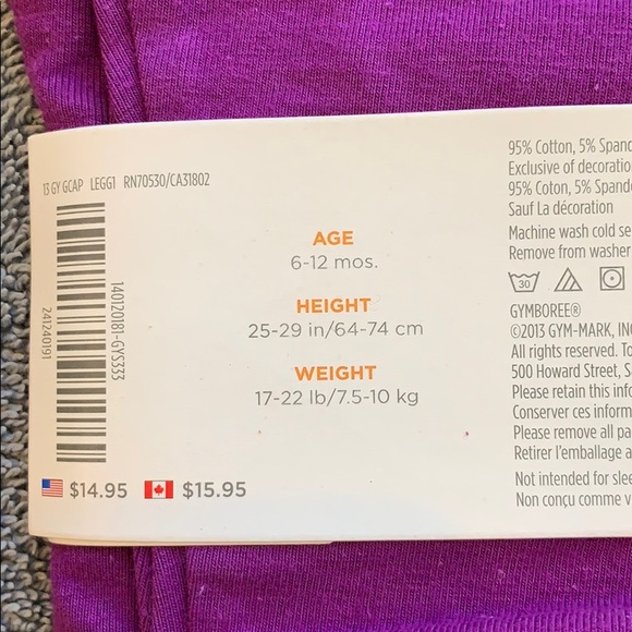 NWT Gymboree purple leggings (6-12 months) - Picture 5 of 6